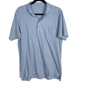 B Draddy Mens Medium M Blue Heather Pima Cotton Chest Pocket Short Sleeve Polo